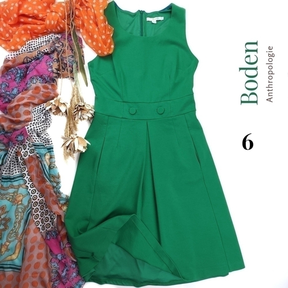Boden Dresses & Skirts - BODEN Green Fit Flare Green Dress sz 6L